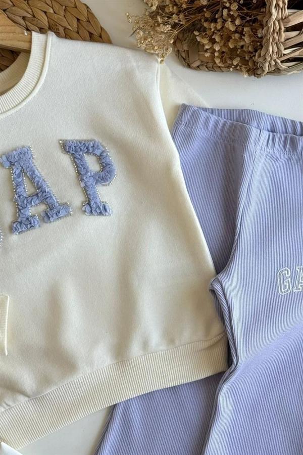 Kız Çoçuk Gap 3 İplik Fitilli Taytlı Lila Takım