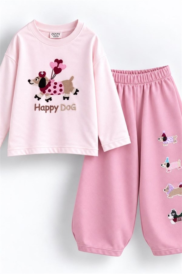 Kız Çocuk Happy Dog Pembe Takım