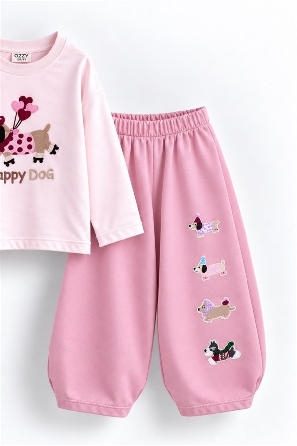 Kız Çocuk Happy Dog Pembe Takım
