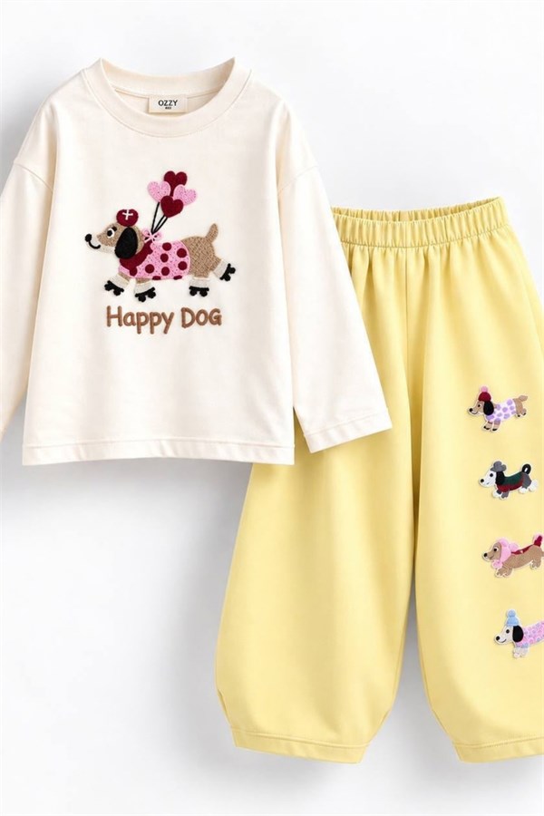 Kız Çocuk Happy Dog Sarı Takım