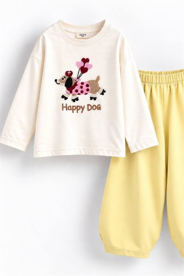 Kız Çocuk Happy Dog Sarı Takım