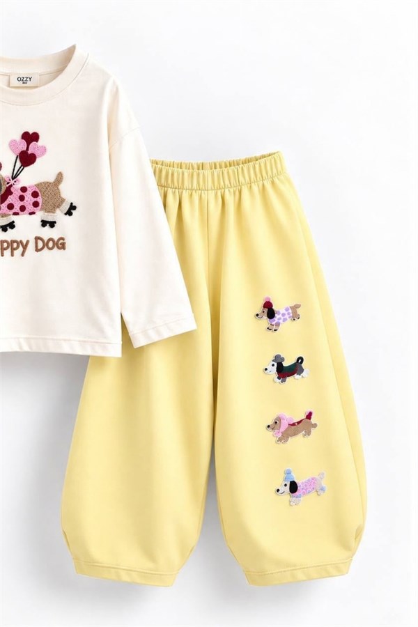 Kız Çocuk Happy Dog Sarı Takım