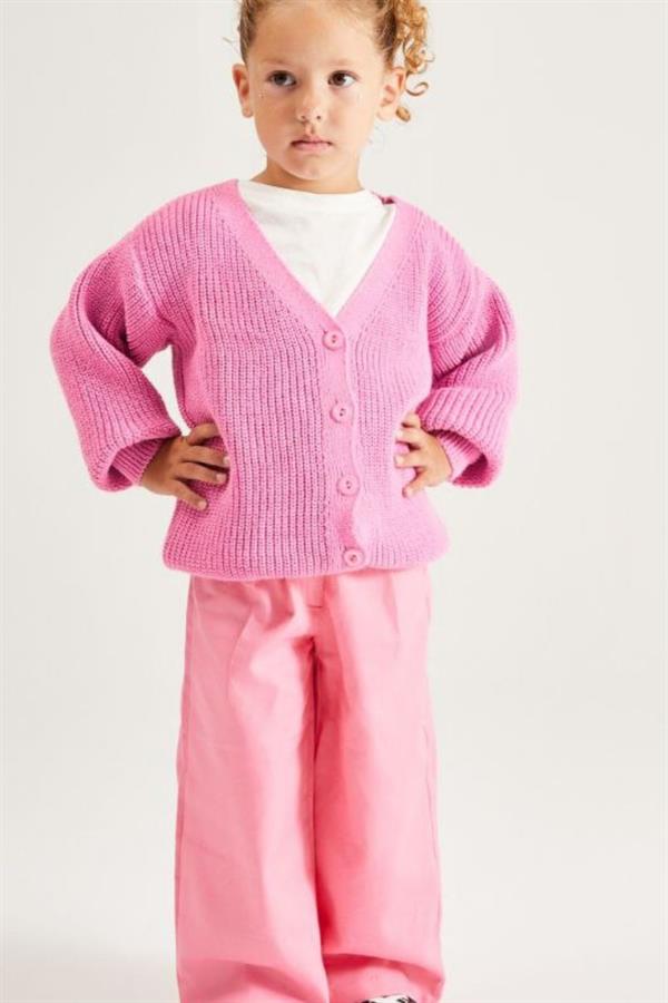 Kız Çocuk Hırkalı Jean Pembe Takım