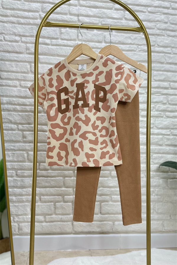 Kız Çocuk Gap Kahveli Taytlı Takım 