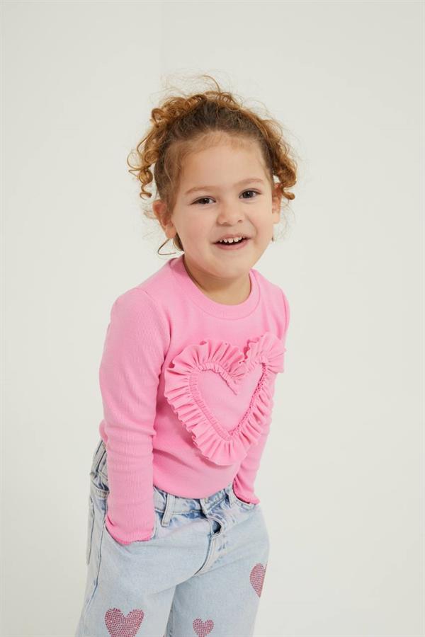 Kız Çocuk Kalpli Jean & Bluz Takım