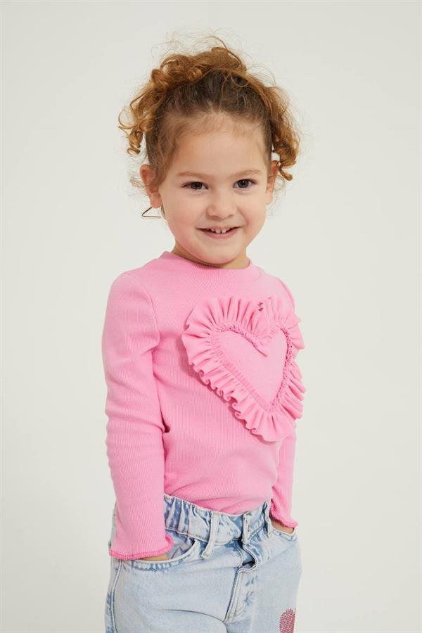 Kız Çocuk Kalpli Jean & Bluz Takım