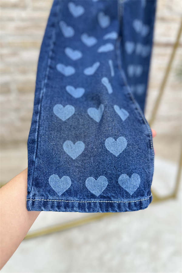 Kız Çocuk Kalpli Jean Pantolon