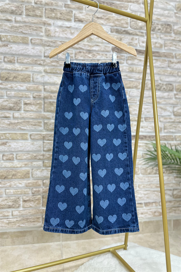 Kız Çocuk Kalpli Jean Pantolon