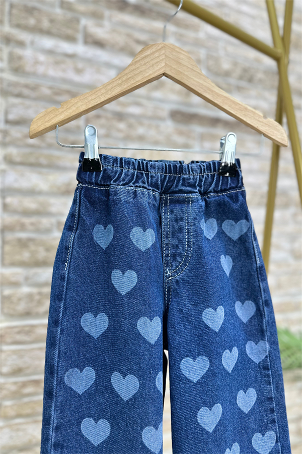 Kız Çocuk Kalpli Jean Pantolon