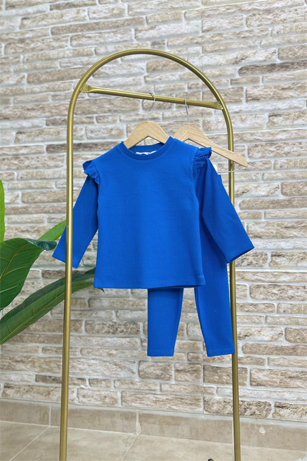 Kız Çocuk Kaşkorse Saks Taytlı Takım