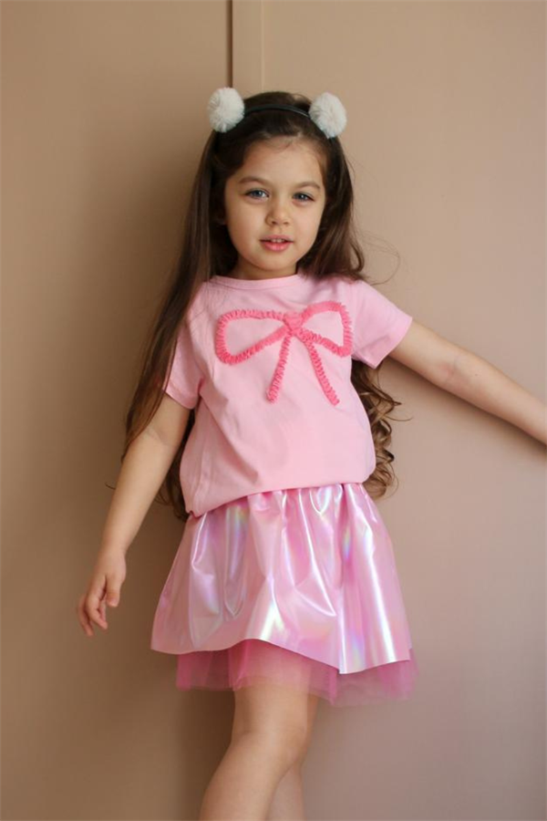 Kız Çocuk Kudelalı Tütülü Pembe Etekli Takım 