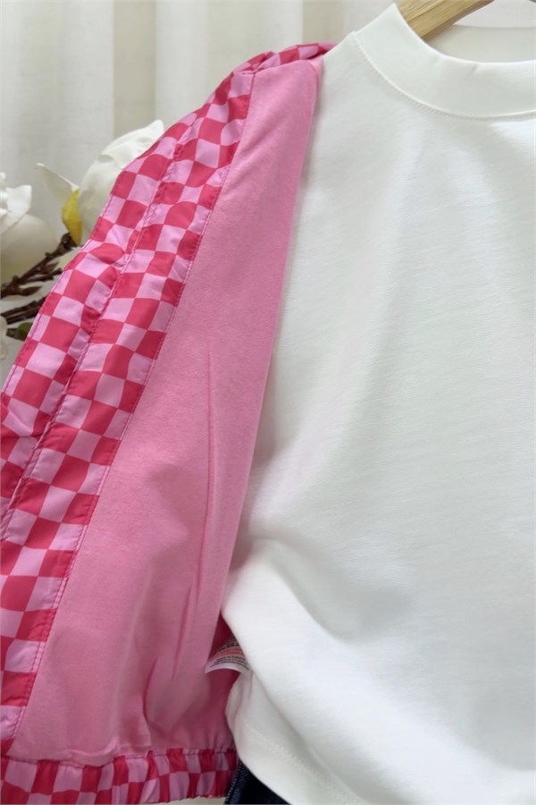 Kız Çocuk Laciel Astarlı Dama Desen Pembe Yağmurluk