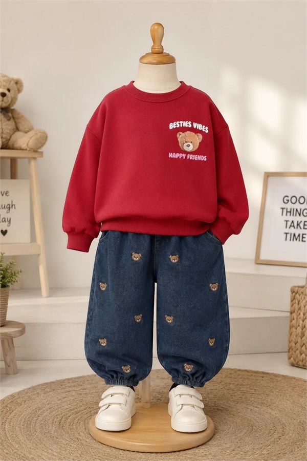 Kız Çocuk Laciel Bear Baloon Jean Takım