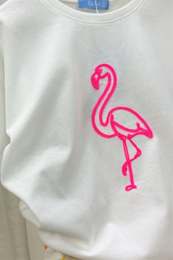 Kız Çocuk Laciel Flamingo Denim Şortlu Takım