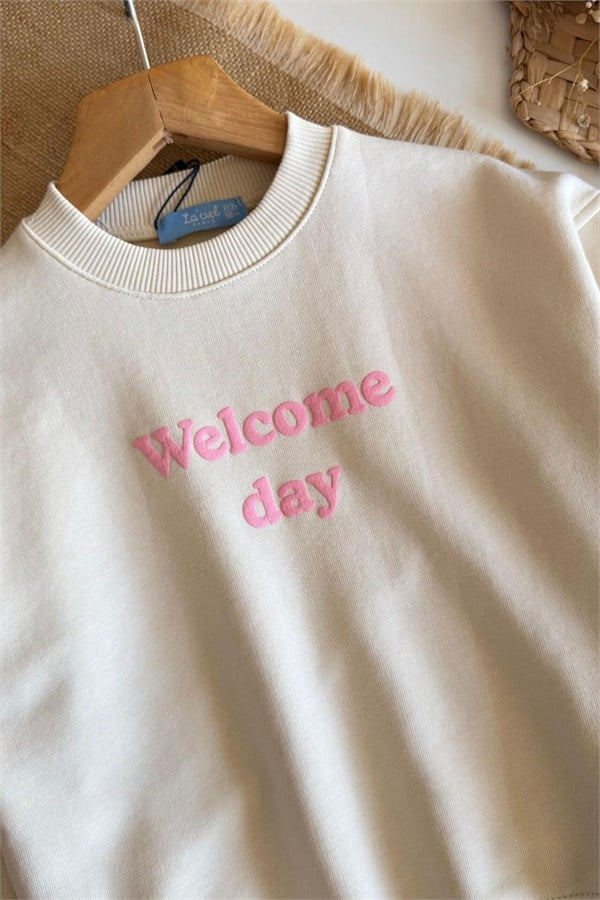 Kız Çocuk Laciel Krem Welcome Taytlı Takım