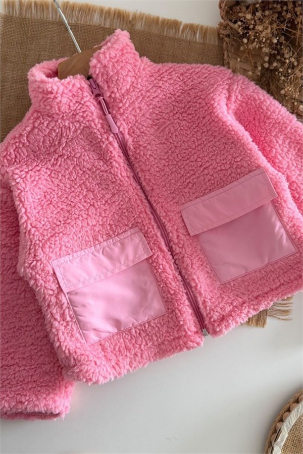 Kız Çocuk Laciel Peluşlu Fermuarlı Astarlı Pembe Mont