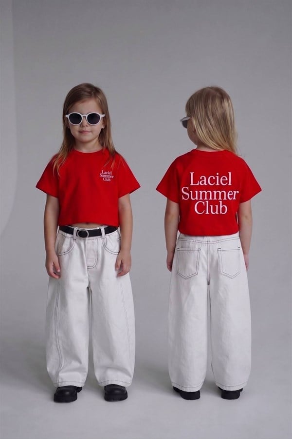 Kız Çocuk Laciel Summer Crop Baloon Jean Kırmızı Takım