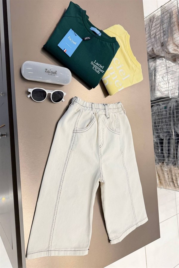 Kız Çocuk Laciel Summer Crop Baloon Jean Sarı Takım