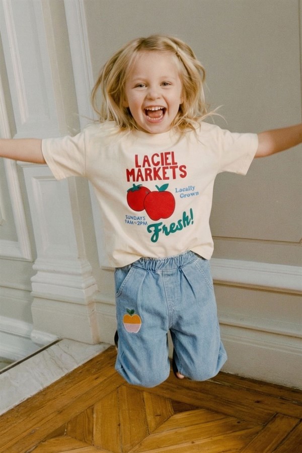 Kız Çocuk Laciel Tshirtlü Elmalı Jean Pantolon İkili Takım