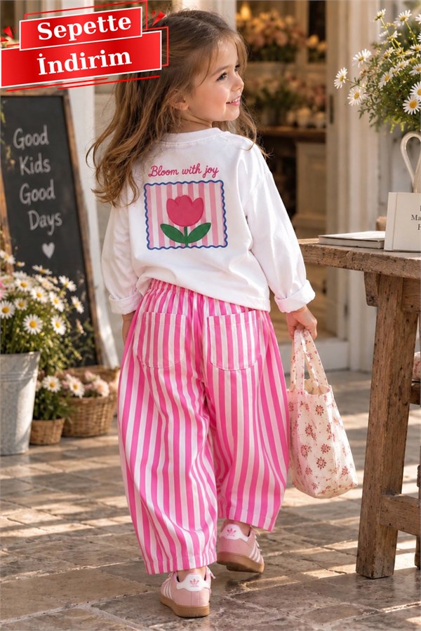 Kız Çocuk Lale Desen Gabardin Pantolon Takım - Kargosu 12 Ekimde Çıkacaktır 