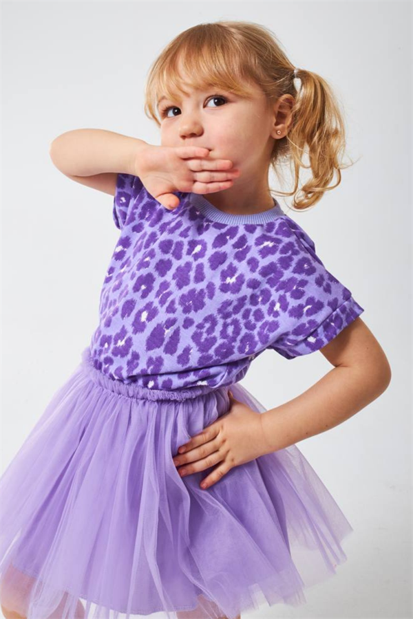 Kız Çocuk Leopar Tütü Etekli Lila Takım