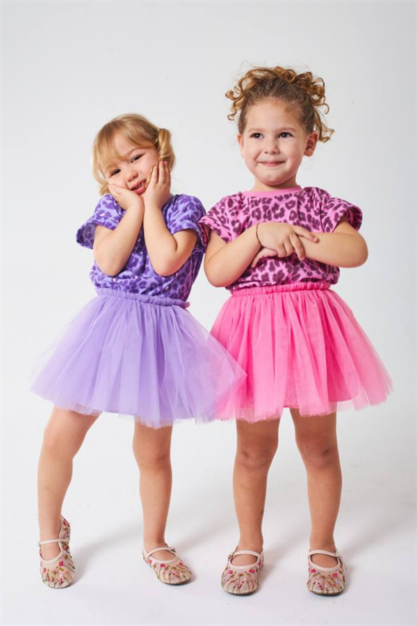 Kız Çocuk Leopar Tütü Etekli Pembe Takım