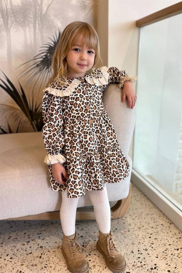 Kız Çocuk Leoparlı Elbise