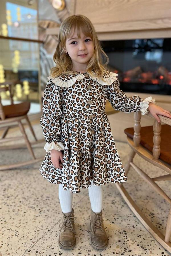 Kız Çocuk Leoparlı Elbise
