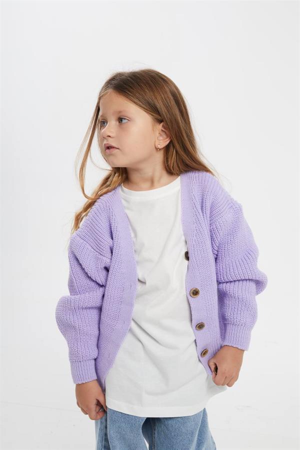 Kız Çocuk Lila Triko Hırka