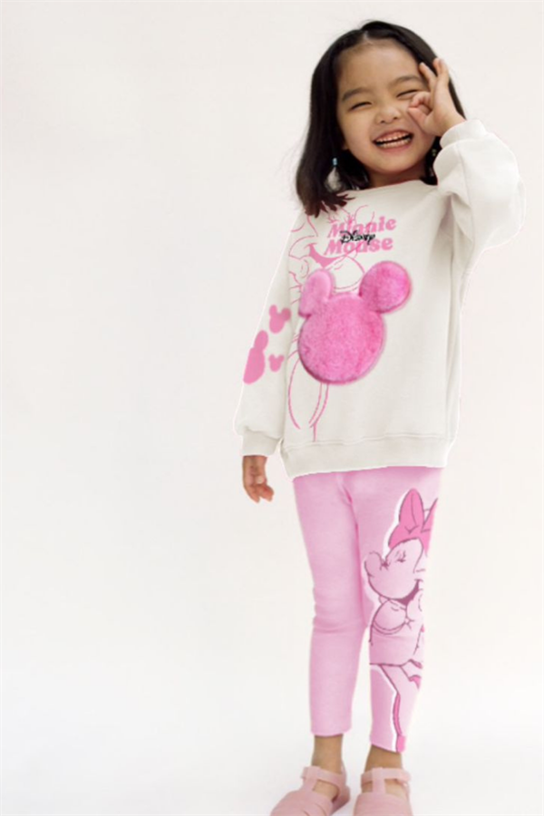 Kız Çocuk Minnie Baskı 3 iplik Taytlı Takım
