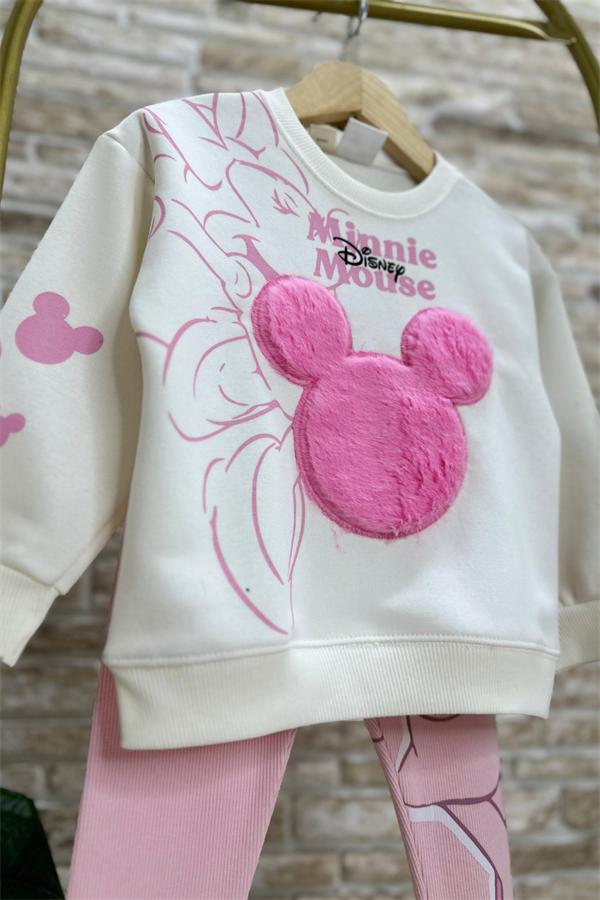 Kız Çocuk Minnie Baskı 3 iplik Taytlı Takım
