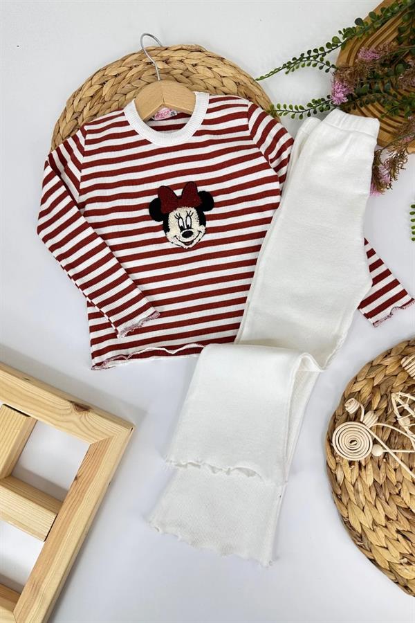 Kız Çocuk Minnie Kirmit Taytlı Takım