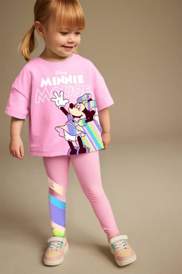 Kız Çocuk Minnie Mouse Taytlı Takım