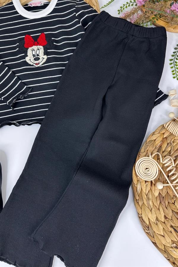 Kız Çocuk Minnie Siyah Taytlı Takım