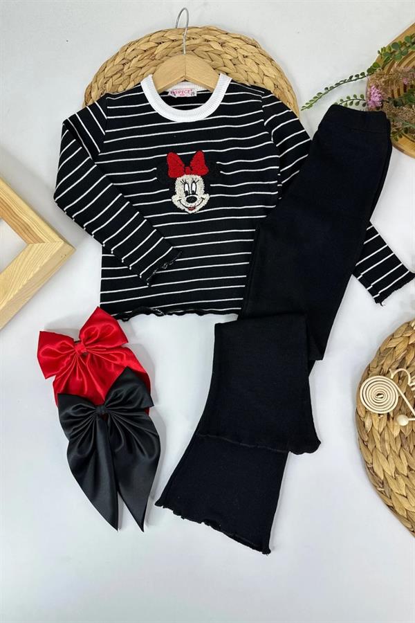 Kız Çocuk Minnie Siyah Taytlı Takım