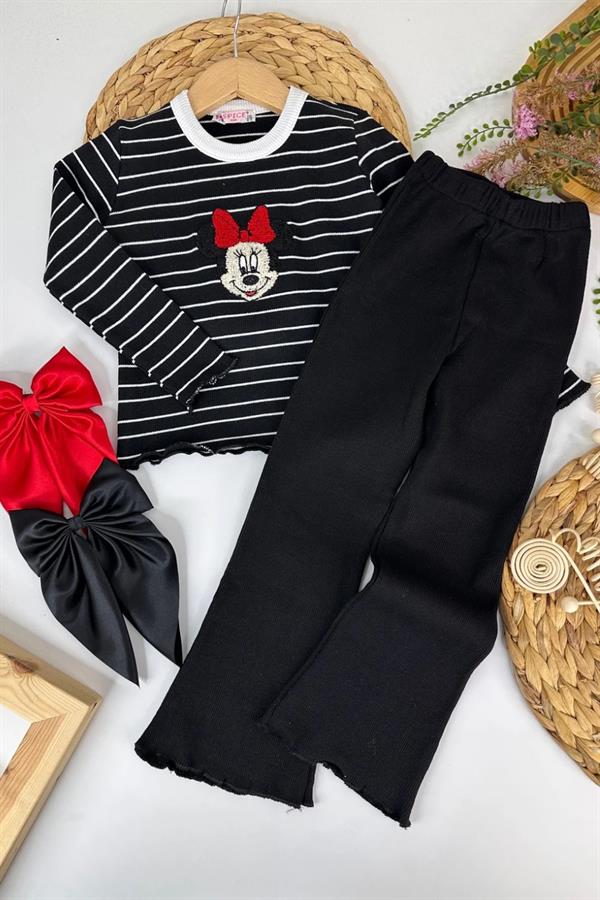 Kız Çocuk Minnie Siyah Taytlı Takım