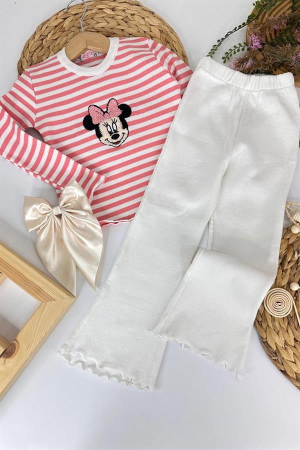 Kız Çocuk Minnie Somon Taytlı Takım