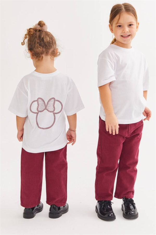 Kız Çocuk Minnie Taş İşleme Tshirt