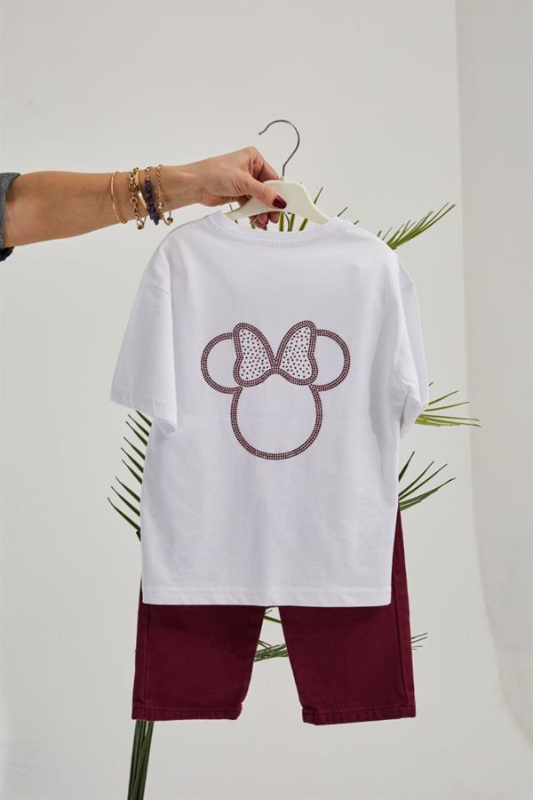 Kız Çocuk Minnie Taş İşleme Tshirt