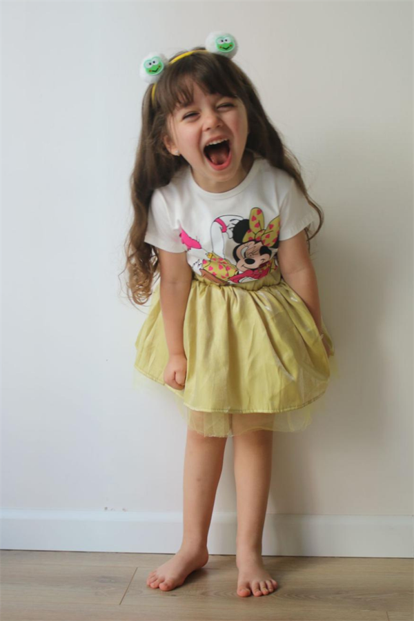 Kız Çocuk Minnie Tütülü Hardal Etekli Takım 