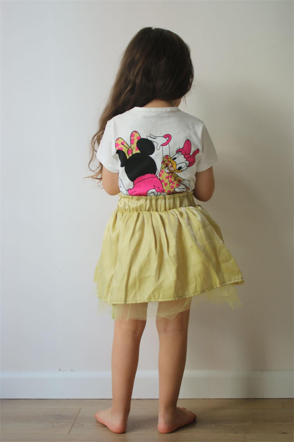 Kız Çocuk Minnie Tütülü Hardal Etekli Takım 