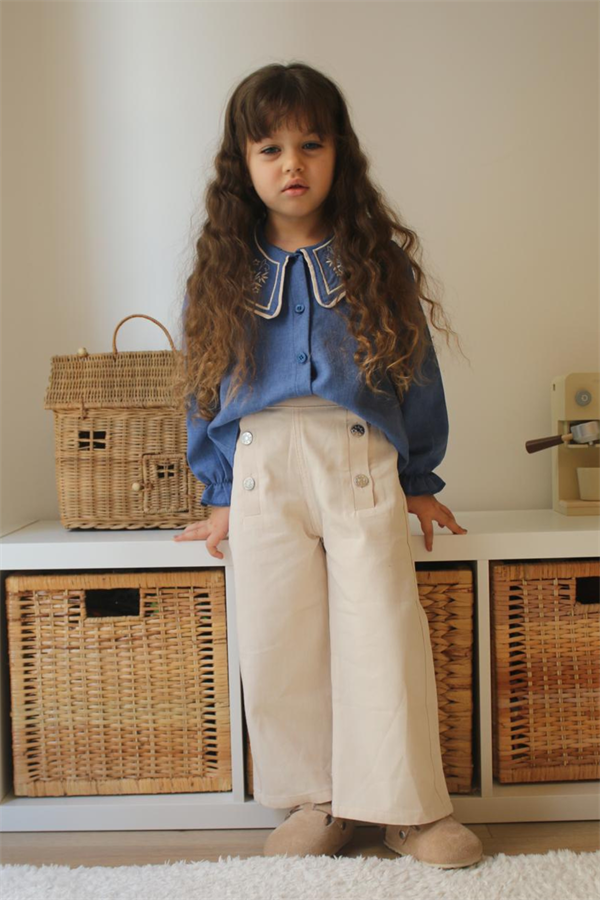 Kız Çocuk Nakışlı Gömlek Jean Pantolon Takım