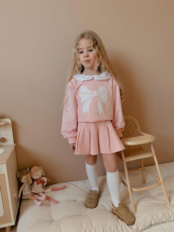 Kız Çocuk Nakışlı Sweat & Etek Pembe Takım