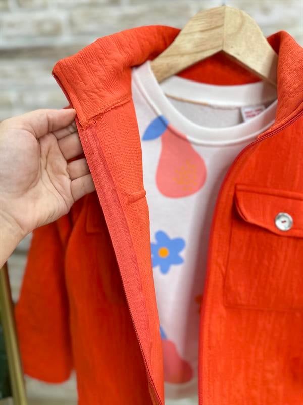 Kız Çocuk Neon Kapitone Ceket