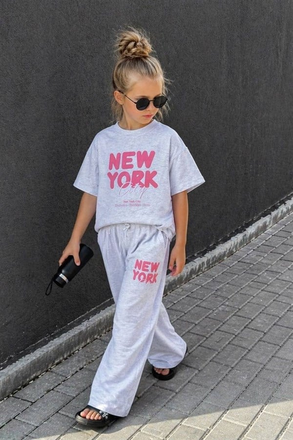 Kız Çocuk NewYork Gri İkili Takım