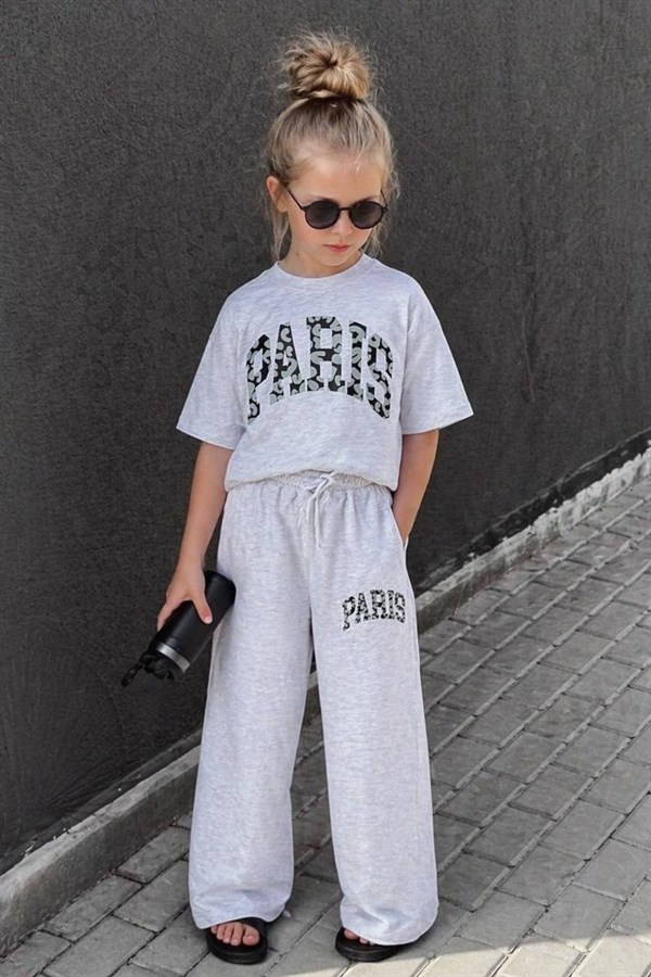 Kız Çocuk Paris Gri İkili Takım