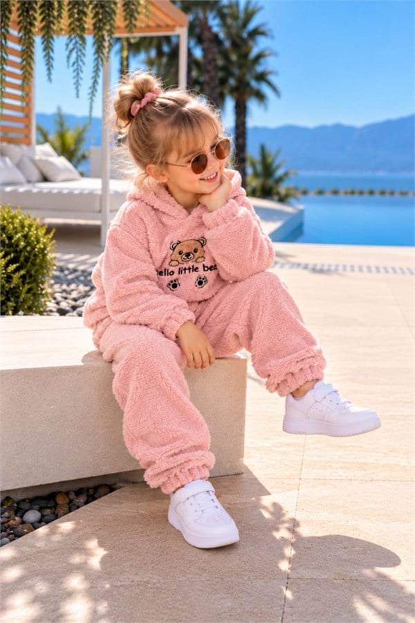 Kız Çocuk Peluş Ayıcıklı Pudra Takım