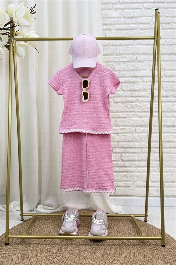 Kız Çocuk Pembe Bürümcük İkili Takım