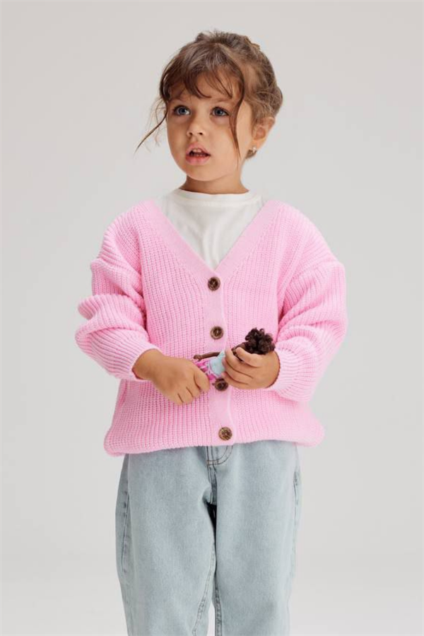 Kız Çocuk Pembe Triko Hırka