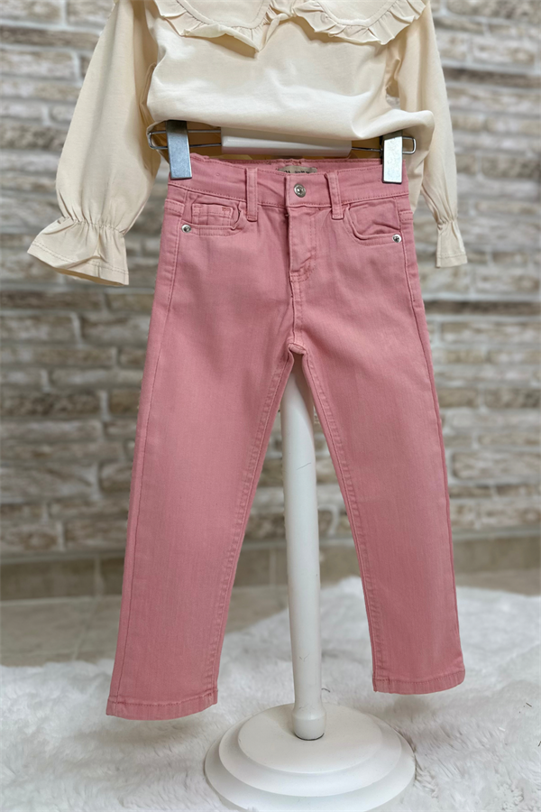 Kız Çocuk Pembe Jean Pantolon